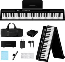Folding Keyboard Piano, Rhymo Upgraded 88 Key Full Size Portable Semi Weighted E