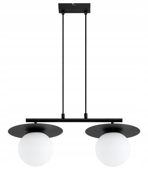 HäNgelampe KüChe 2-Flammig Glas Schwarz Weiß E27 L:65 Cm Pendelleuchte Esszimmer-image