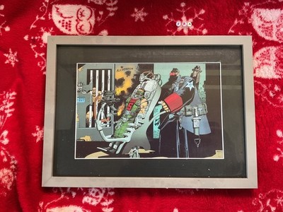 Seltener gerahmter großer Kunstdruck, MARSHAL LAW von Kevin O Neill, coole Comic-Kunst