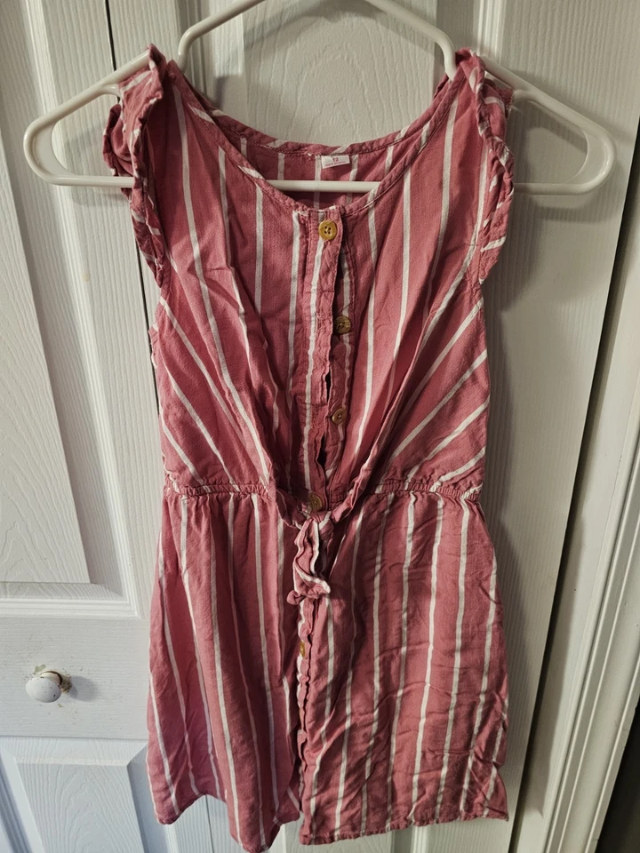 Girls Pink And White Vertical Striped Summer Dress Size 12 - Изображение 2 из 3