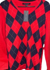 New Tommy Hilfiger Sweater Red Blue Large Women s