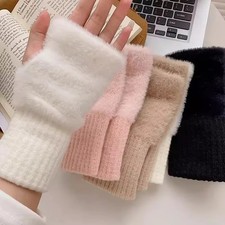 Thermal Fingerless Gloves Winter Knitted Wrist Hand Warmer Half Finger Mitten