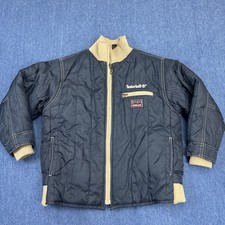 Timberland Toddler Boys Sz 4 Navy/beige Puffer Full Zip Fleece Lining Jacket