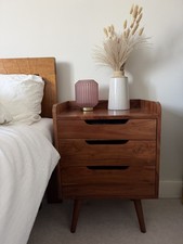 Solid Wood Dark Honey Brown Bedside Table Drawers Maybe Swoon 