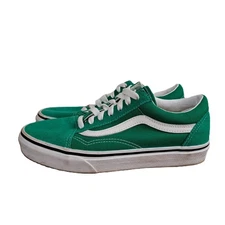 Vans Old Skool Shoes Mens 5 Womens 6.5 Pepper Green/White Skateboard Sneakers