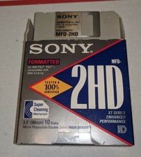 10  SONY Diskettes 3.5" MFD-2HD Formatted Floppy Disks - NEW
