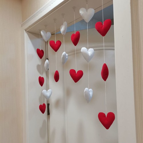 Heart Shaped Furry Door Hanging Curtain Self Adhesive Cute Kawaii Door Decor CA, - Picture 11 of 27