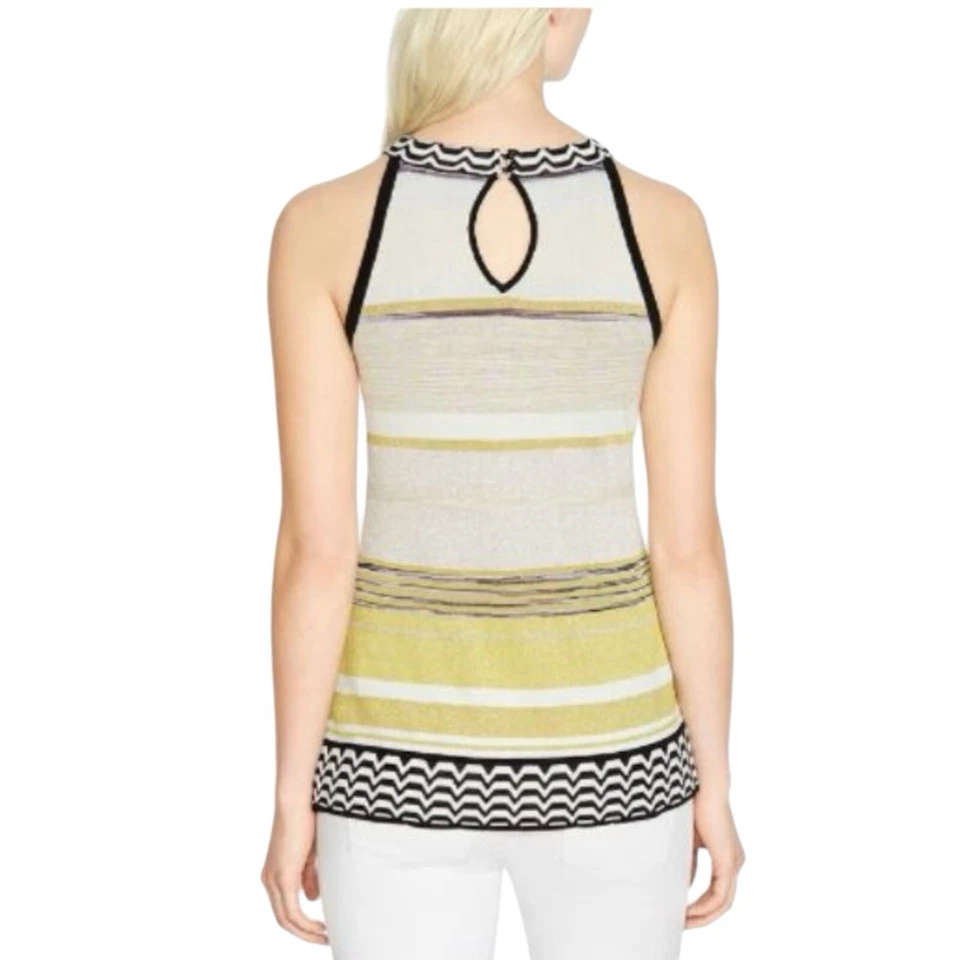 Suéter halter sin mangas a rayas metálicas multicolor WHBM para mujer talla S Foto 3 de 4