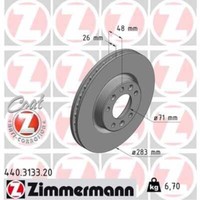 Zimmermann 2X Bremsscheibe Vorne Ø283 Mm Beschichtet FüR Peugeot 308 SW II