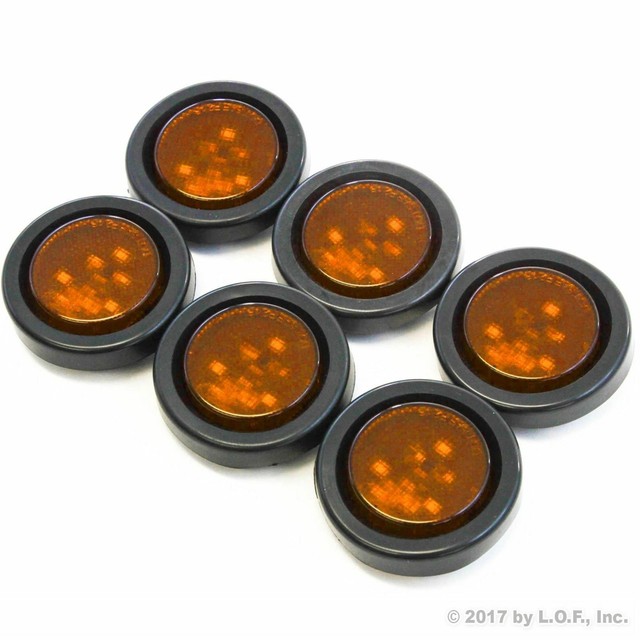 6 PACK Submersible AMBER LED 2" ROUND CLEARANCE / MARKER LIGHTS TRUCK