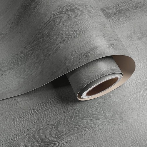 32"x354" Large Size Rustic Grey Wood Wallpaper Peel and Stick Wood Grain Cont... - Picture 2 of 10