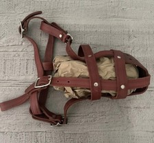 Leather Brown Size XL Dog Muzzle Adjustable