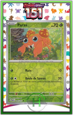 Paras Reverse - EV3.5:151 - 046/165 - Französische Pokemon Karte Neu