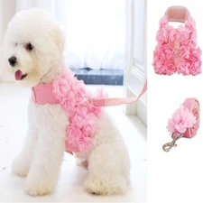 Pet Small Girl Dog Puppy Harness Pink Flower Vest for Yorkie Chihuahua Maltese