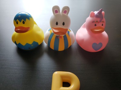 New! - Lot Of 3 Rubber Ducks - Easter Egg & Easter Bunny Duck   Unicorn Duck
