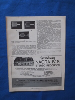 Nagra IV-S ''Stereo Recorder'' 1/2 Page Magazine Ad Audio Mag Oct 1971