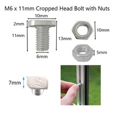 Greenhouse Bolts & Nuts 11mm CROPPED Head Aluminium Bolts For Greenhouse