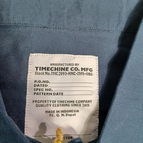 Timechine Co Shirt Mens Large Blue Button Up Utility Work Shirt Casual Military - Picture 3 of 10