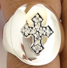 OVAL CROSS SOLID 925 STERLING SILVER RING