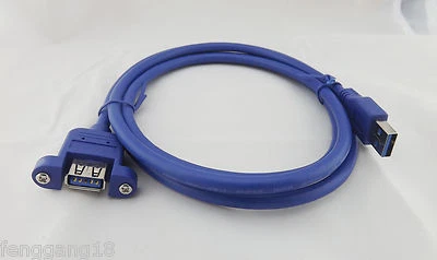 USB 3.0 A Extension Male To Female Molded Panel Mount Screw Lock Port Cable 5FT - Image 1 of 4