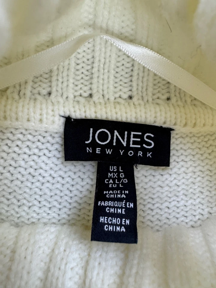 Jones Нью-Йорк свитер женщин большой белый слоновой кости 3D коренастый кабель трикотажа водолазка - Изображение 3 из 4