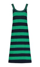 Zimmermann Tiggy Scoop Neck Midi Dress | Navy/Green, Stripe, Knitted/Crochet