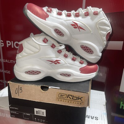 REEBOK QUESTION MID ANSWER ALLEN IVERSON WHITE PEARLIZED RED TOE