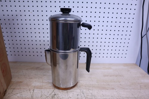 Vintage Revere Ware 6 Cup Stainless Copper Bottom Drip Coffee Maker Pot 1598 USA - Picture 13 of 14