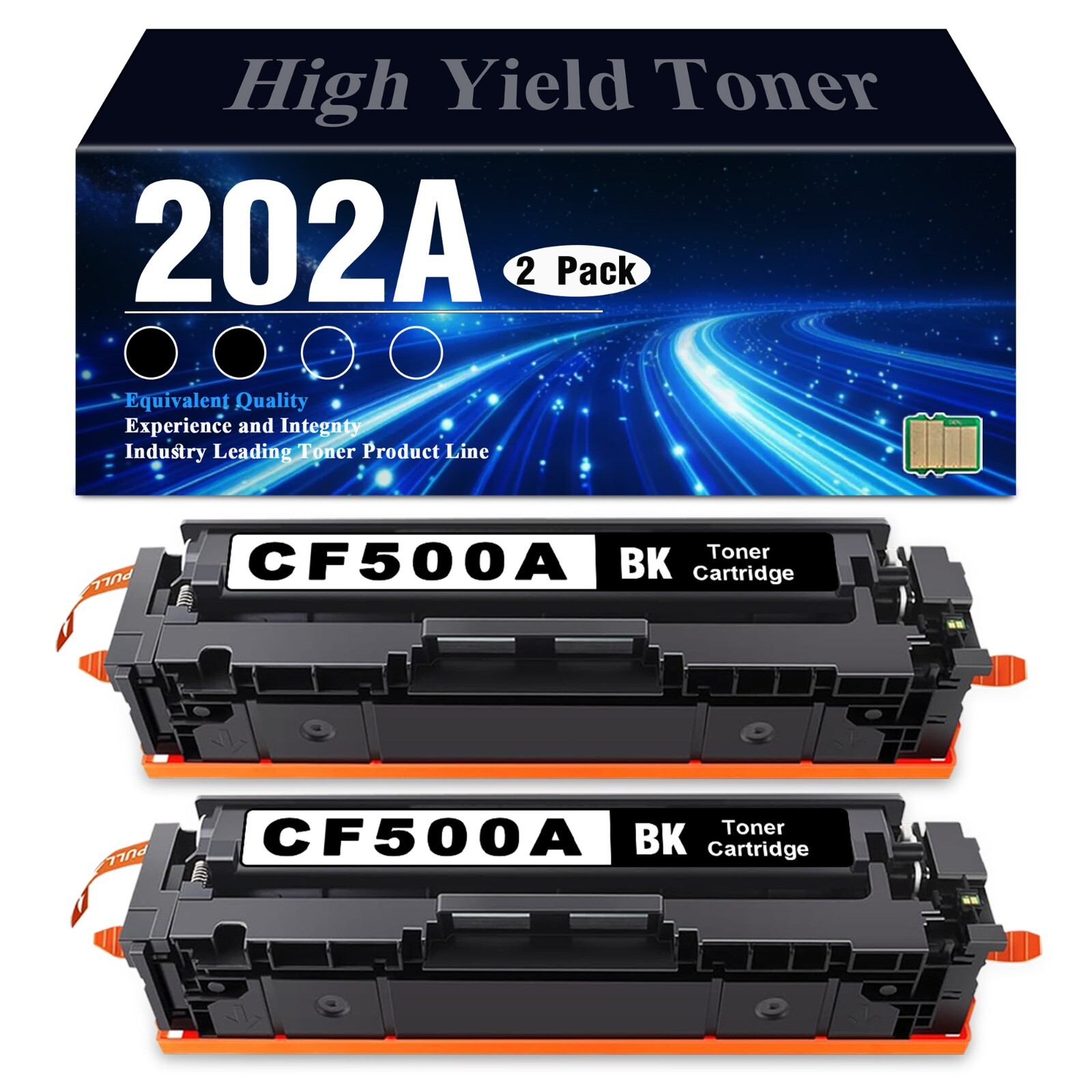 2o2a Toner Printer 2-Pack 202A CF500A Black Toner Replacement for HP M281fdw M254dw M280nw ...