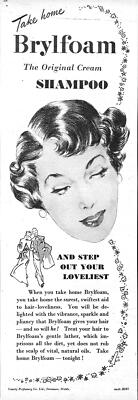 1951 Werbung ''BRYLFOAM'' Creme Shampoo (5) Original Friseur Ephemera Druck Anzeige
