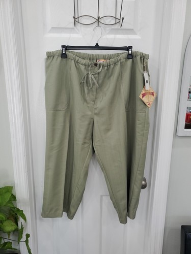 CARIBBEAN JOE Size 3X Sage Green Elastic Waist Trouser Capri NWT - 第 1/11 張圖片