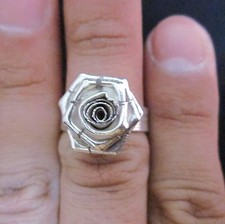 Fine Silver Jewelry Rings Ethno Anello Argento Adjustable Little Wed Rose 46026