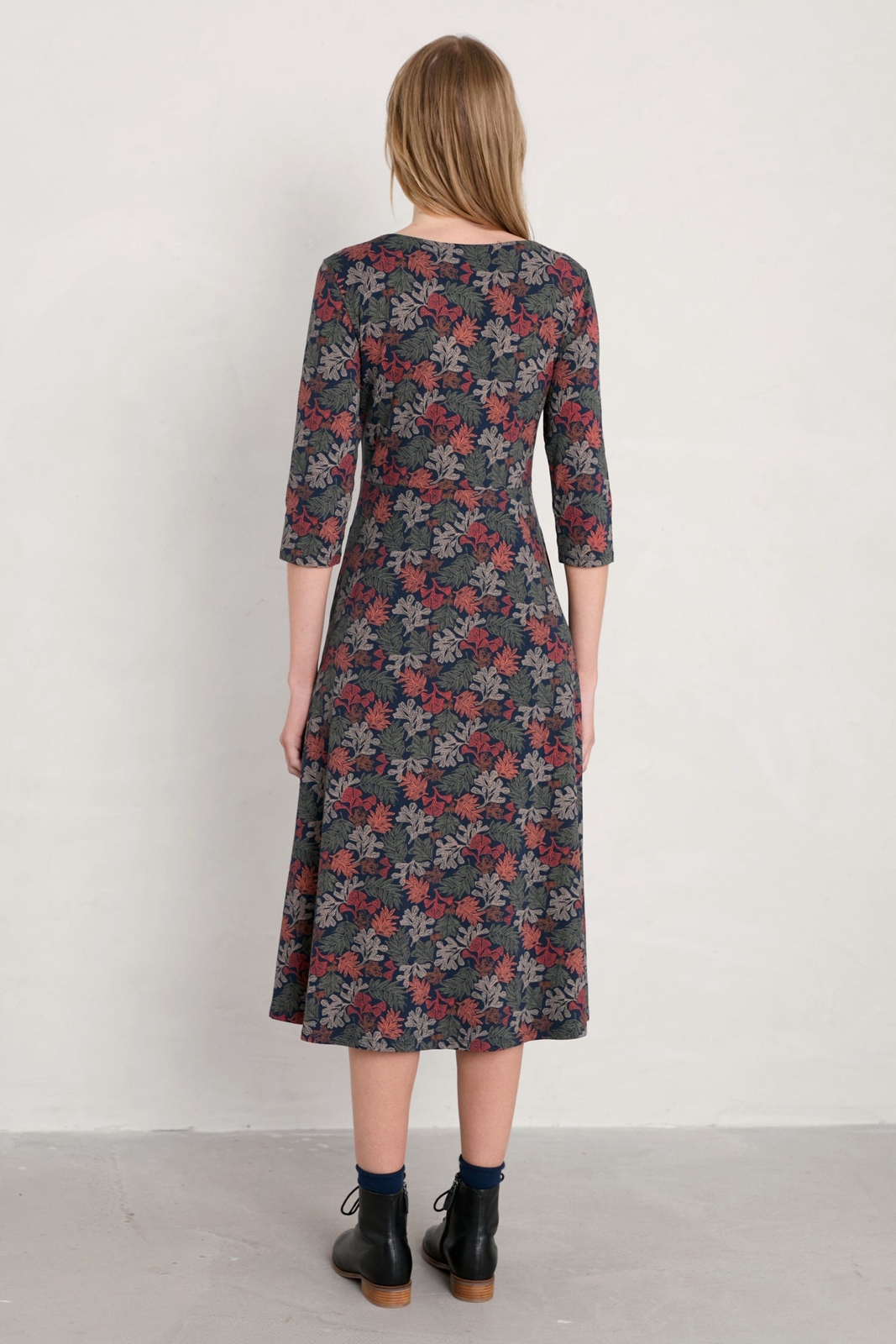 Seasalt Women's navy Veronica Midi Dress (GOTS) Regular Lino