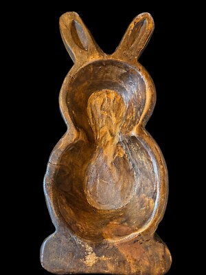 New Wood Easter Bunny Dish. Made In Maine. 14.5 L 6.5 W Unique!!