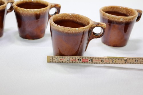 Hull Pottery Brown Drip Mugs Coffee Cups Heavy U.S.A. Set of 5 - Picture 11 of 14