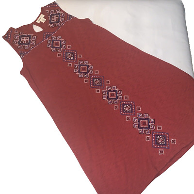 Style & Co Red W/Design Women's Sleeveless Dress Size PM #1013