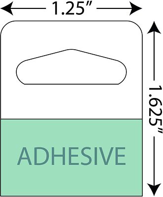  1000 PREMIUM  SLOT HOLE ADHESIVE HANG TABS - 1-1/4'' X 1-5/8'' - RETAIL TAGS
