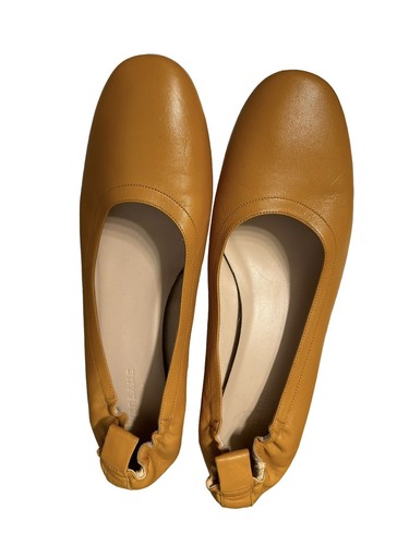 EVERLANE The Italian Leather Day Heel in Honey Yellow Stacked Heel Size 11 EUC - Picture 6 of 9