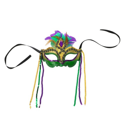 Womens Face Mask Feather Glittery Parade Sequins Party Performance Costume Gras - Picture 15 of 32