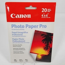 Canon Photo Paper Pro 20 Sheets 4 x 6 In Gloss Borderless Printing - Brand New 