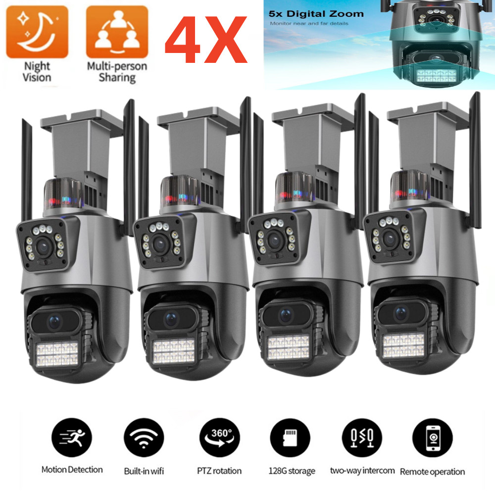 4x Camara De Seguridad 1080P Wifi Para Casa Exterior Con Vision Nocturna Y Audio