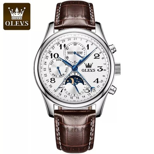OLEVS Automatic Mechanical Men's Watch Waterproof Leather/Stainless Steel Strap - Picture 12 of 26