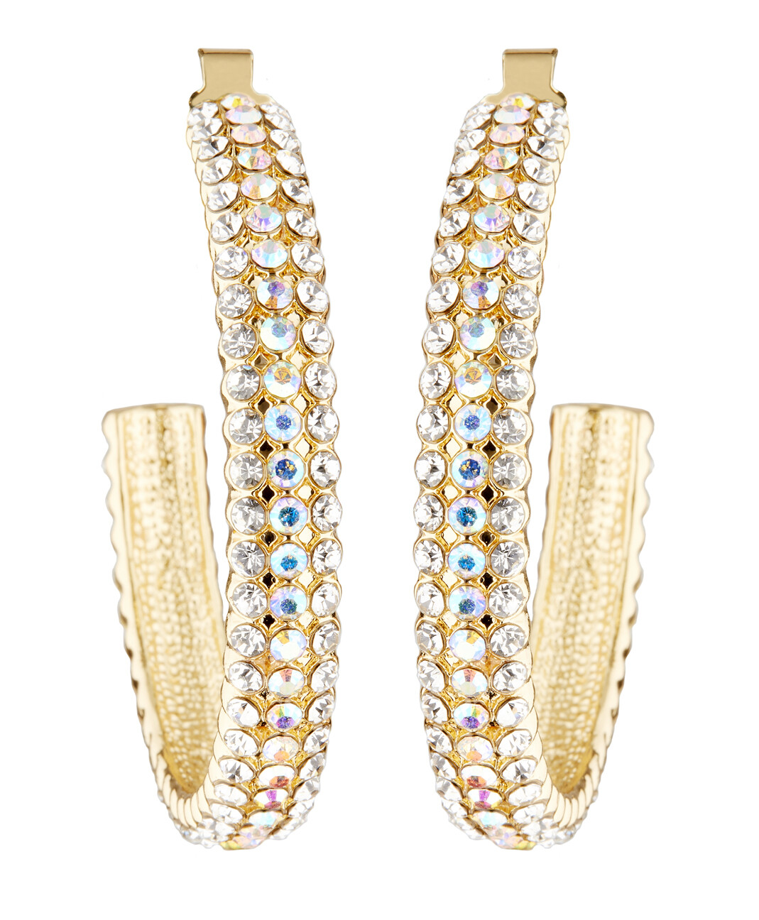 Gold Clip On Hoops with diamante crystals womens hoop earrings - Bera
