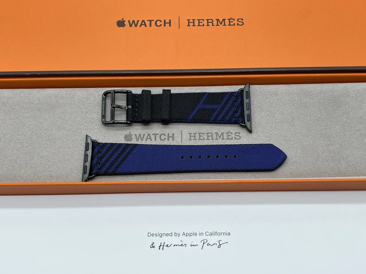 Genuine Apple Watch Hermes NOIR / BLEU SAPHIR Jumping Single