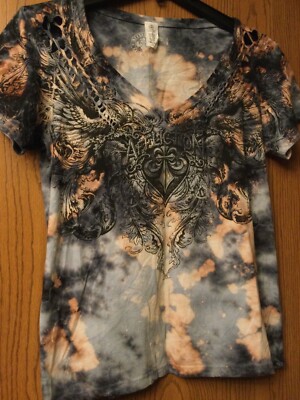 Chemise en coton tie & dye noir et blanc Romy