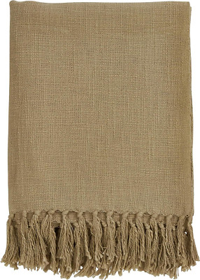 SARO LIFESTYLE Solid Color Tasseled Throw Blanket Throw, Natural | eBay