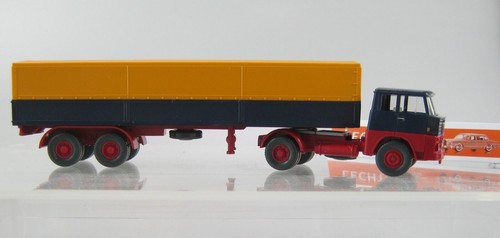 Wiking 1:87, Henschel HS 14 Pritschensattelzug stahlblau Lechtoys Sondermodell