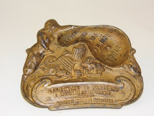 VIDE POCHE PUBLICITAIRE MÉTAL DORÉ RARE EPOQUE ART-NOUVEAU DÉCOR DE SIRÈNE BE - Picture 2 of 6