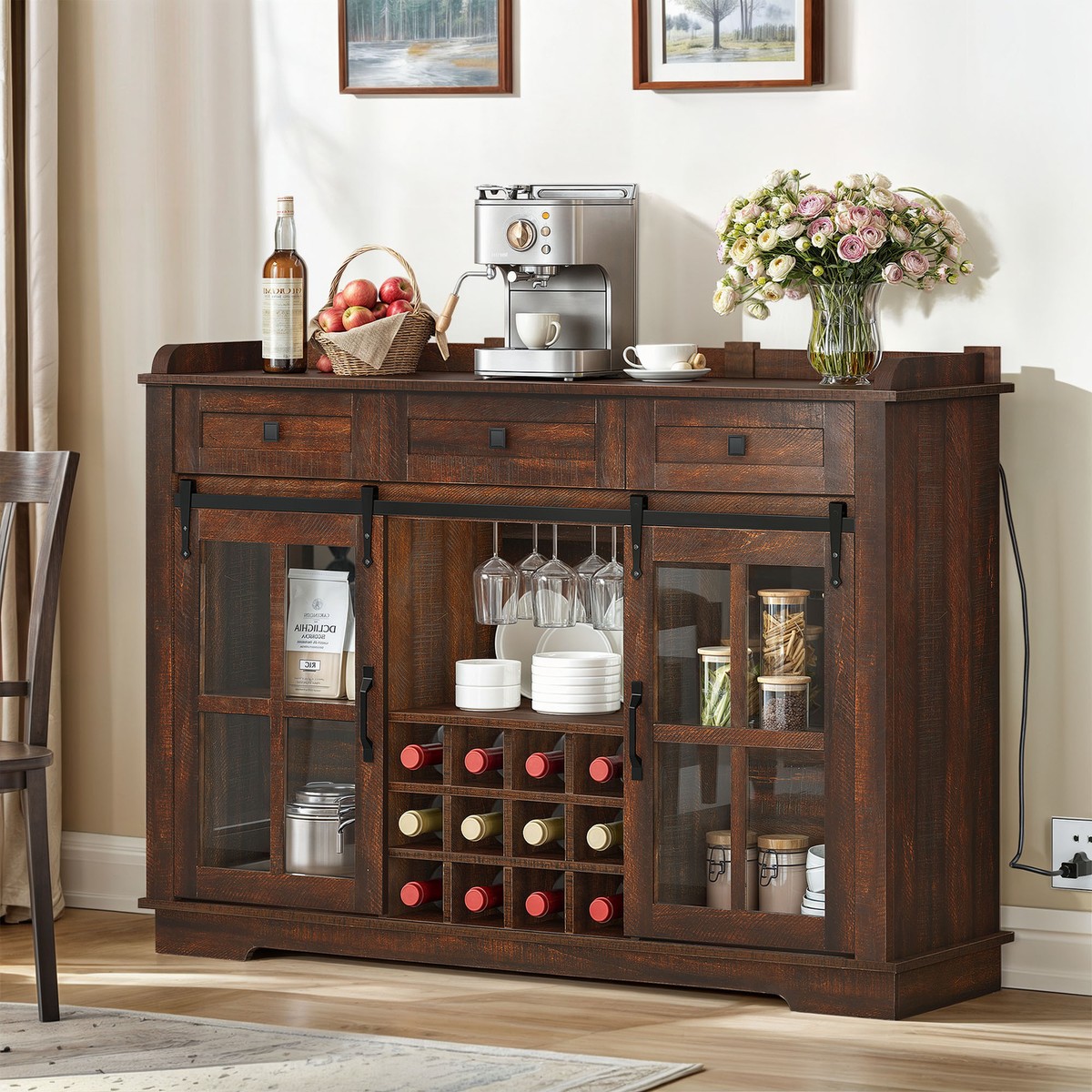 DWVO Farmhouse Coffee Bar Cabinet, 55