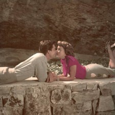 Natalie Wood kissing Robert Wagner in a 1950's at home photo shoot Old Photo
